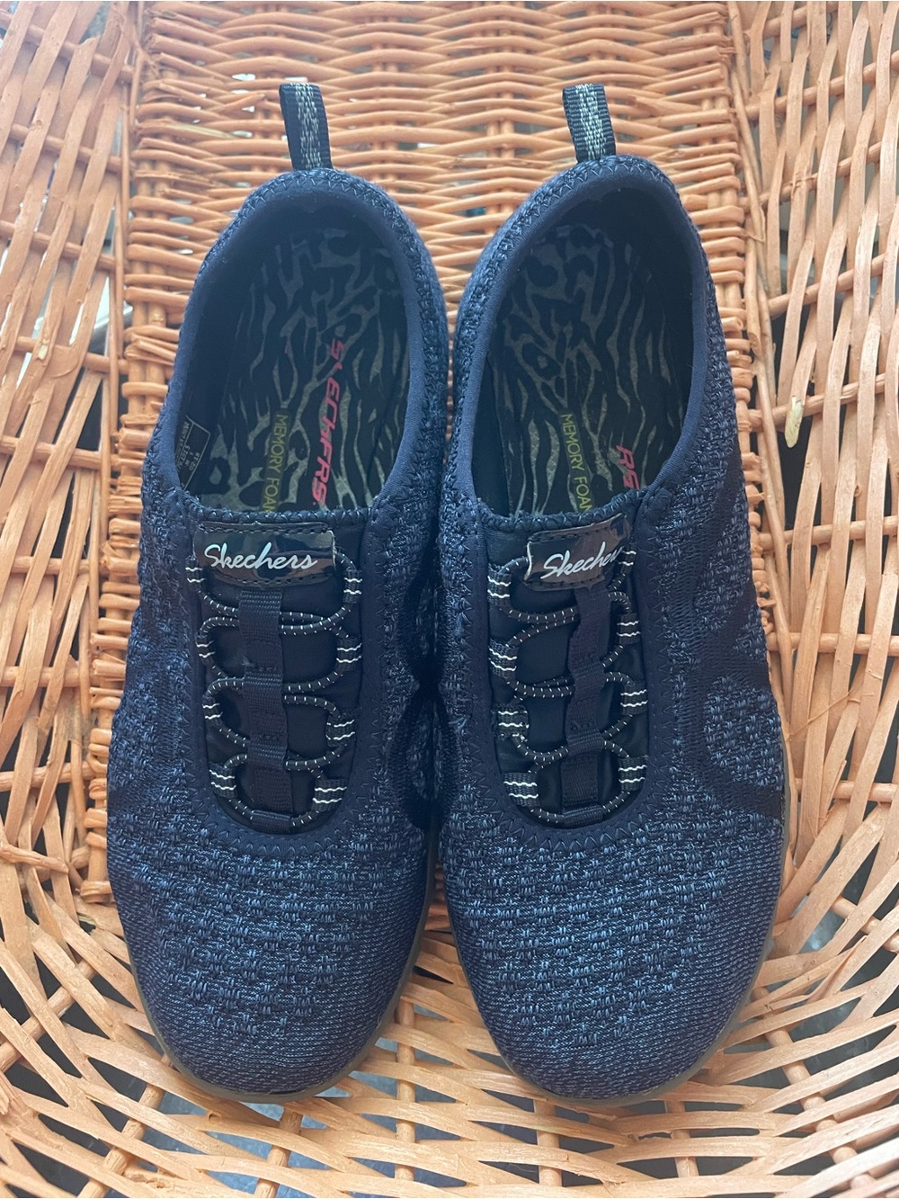Skechers Navy Slip-On Knit Athletic Shoes